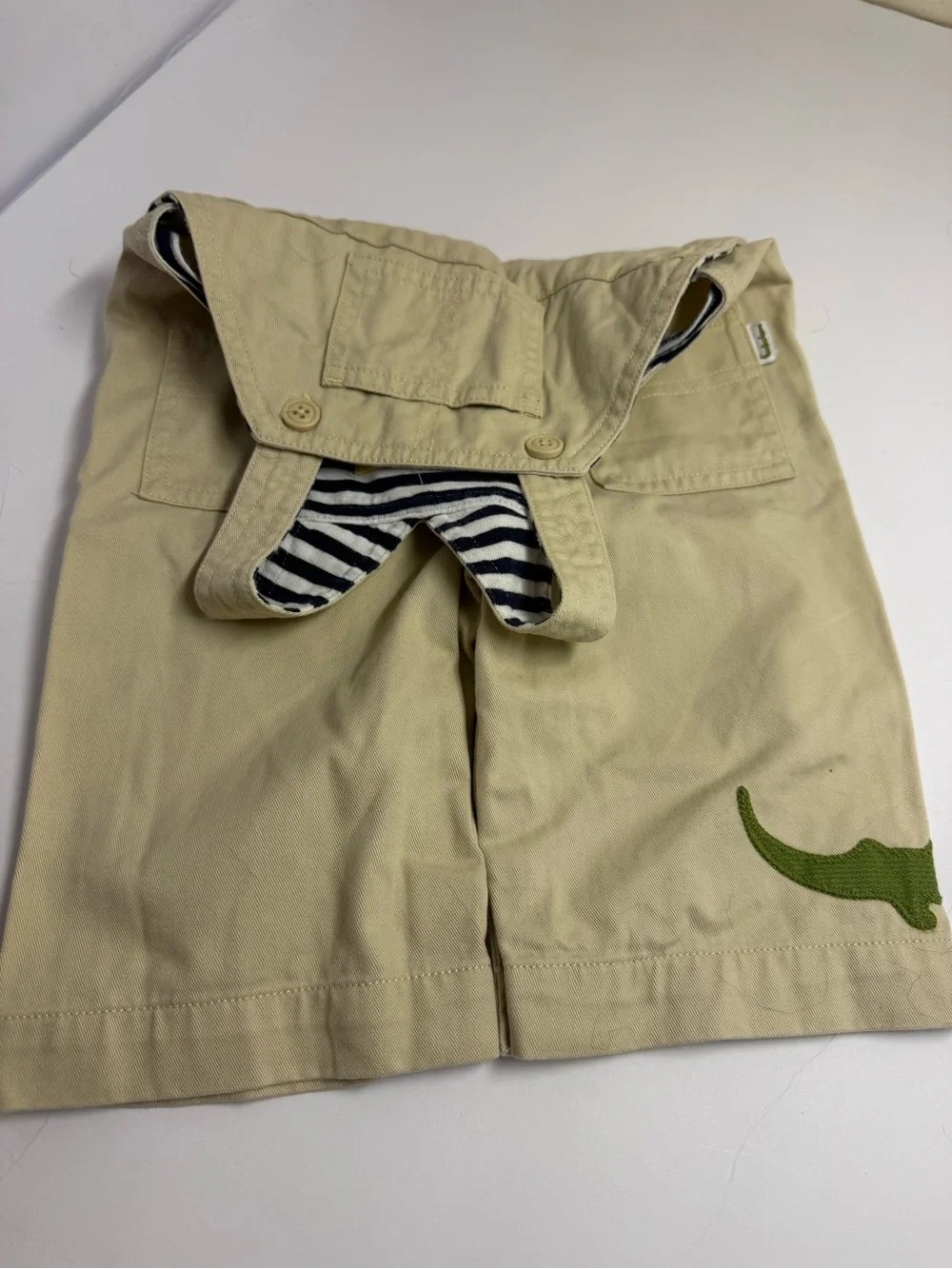 3/6M Gymboree Cream Overalls with Green Crocodile Applique